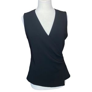 THEORY Karlista Black Surplice Crepe V-Neck Tank Top Size M